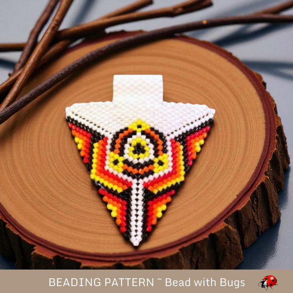 3D Beaded Peyote Pendant Pattern by Bead with Bugs, Bright Triangle, PDF