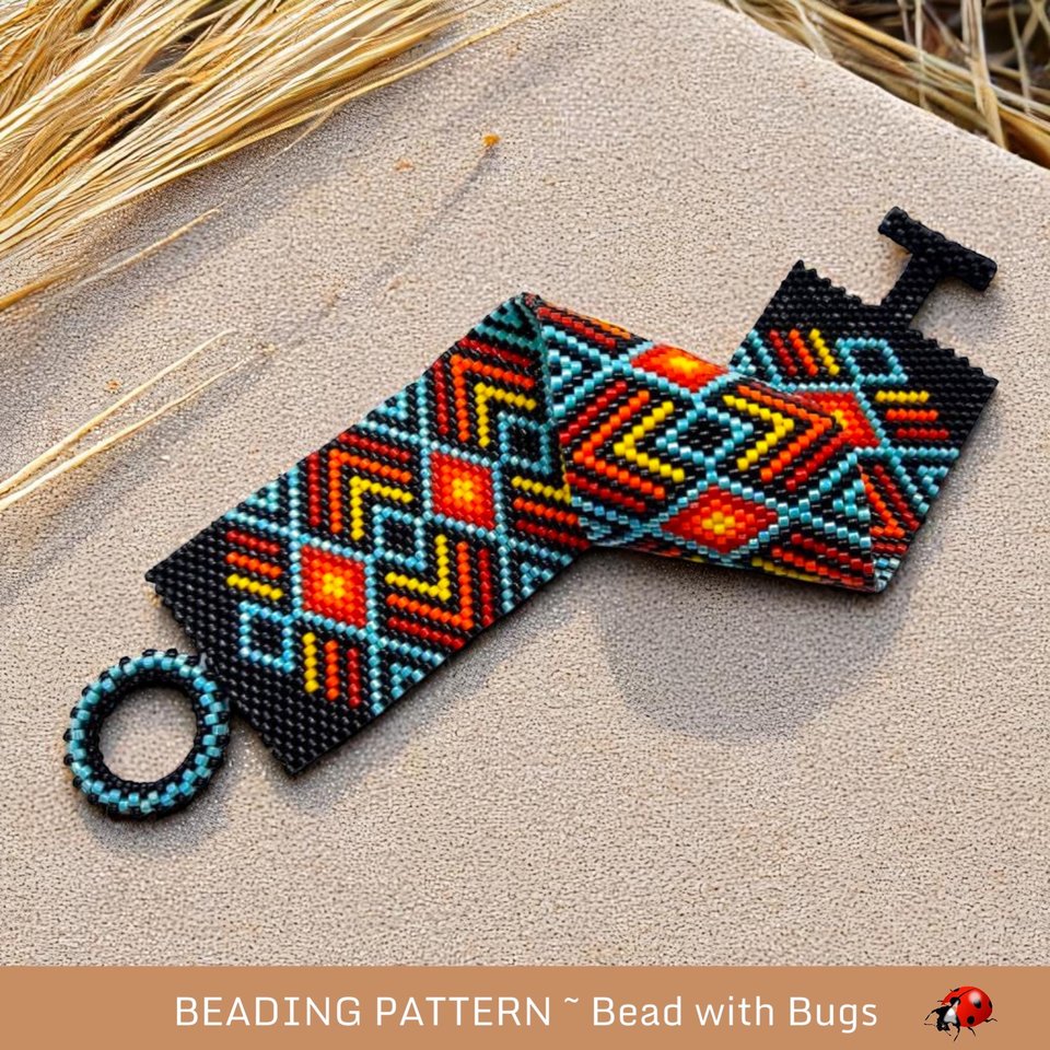 Peyote Stitch Beaded Bracelet an Earrings Pattern Set, The Plains, PDF