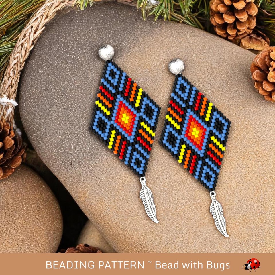Peyote Stitch Beaded Bracelet an Earrings Pattern Set, The Plains, PDF