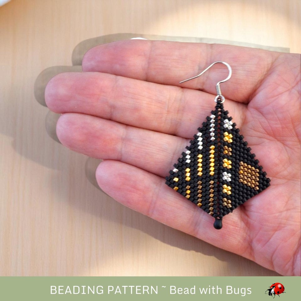Peyote Stitch Beaded Bracelet an Earrings Pattern Set, Mixed Metals, PDF