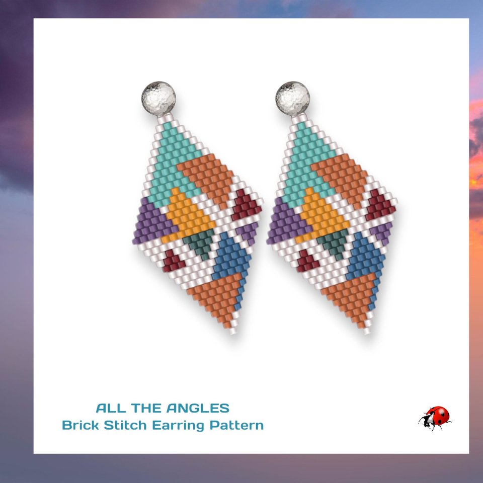 Peyote Stitch Beaded Bracelet an Earrings Pattern Set, All the Angles, PDF