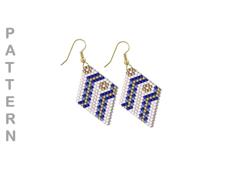 Peyote Stitch Beaded Bracelet and Earrings Pattern Set, Lady Sings the Blues, PDF