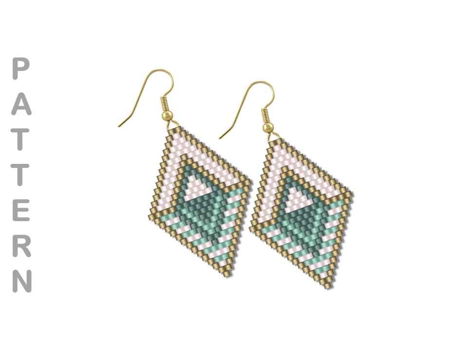 Peyote Stitch Beaded Bracelet and Earrings Pattern Set, Layered Abstract, PDF
