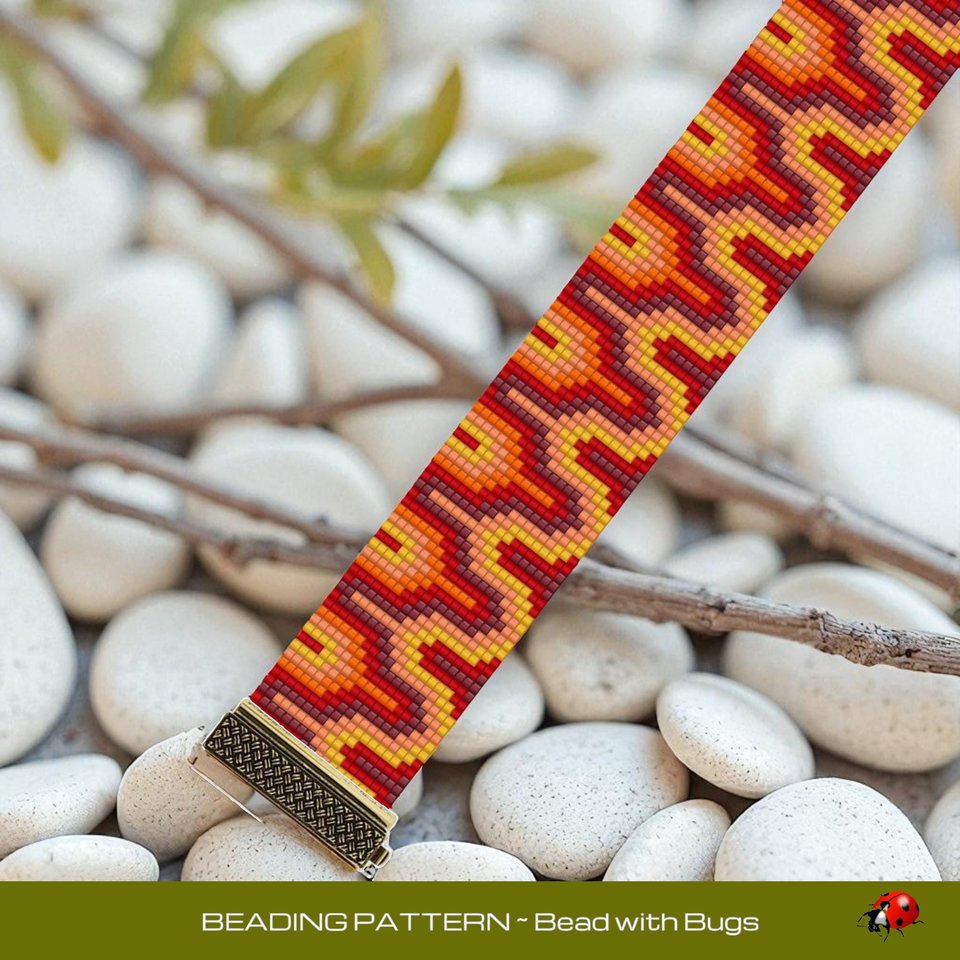 Loom Beaded Bracelet Pattern by Bead with Bugs, FLAMING DESERT SUN