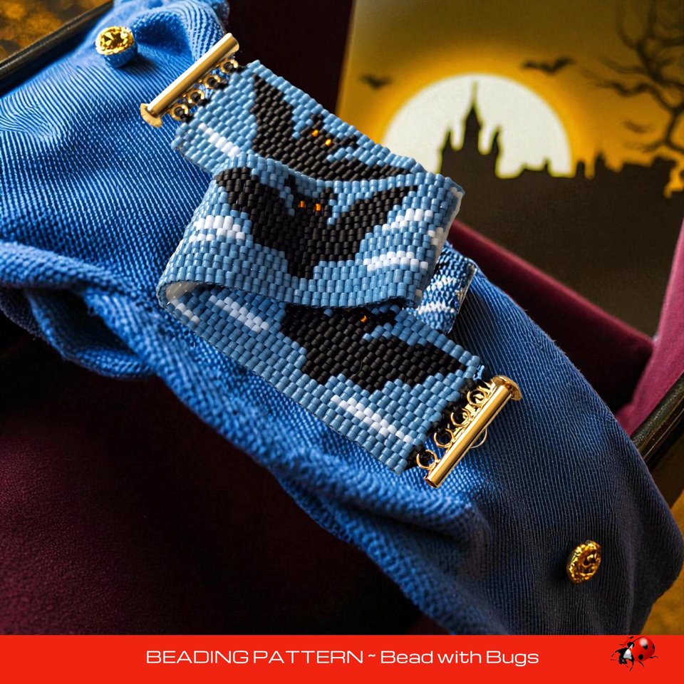 Peyote Stitch Beaded Bracelet Pattern Spooky Season, Beaded Bracelet design, PDF