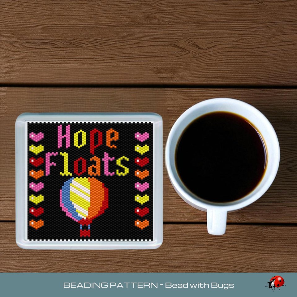 Peyote Stitch Beaded Coaster Pattern by Bead with Bugs, HOPE FLOATS