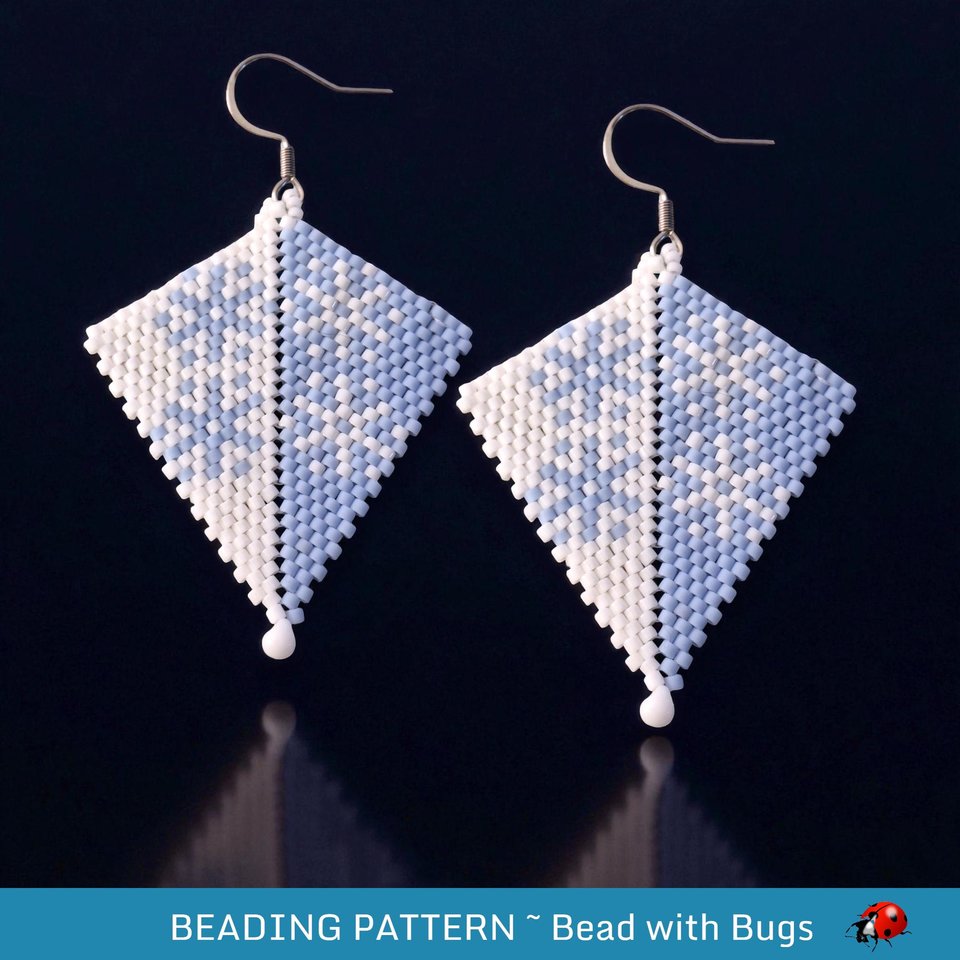 Peyote Stitch, Kite Earring Beading Pattern WINTER CARNIVAL, PDF