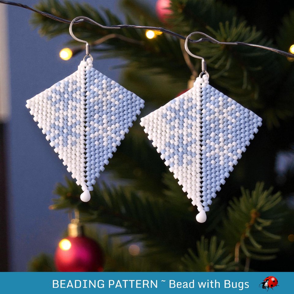 Peyote Stitch, Kite Earring Beading Pattern WINTER CARNIVAL, PDF