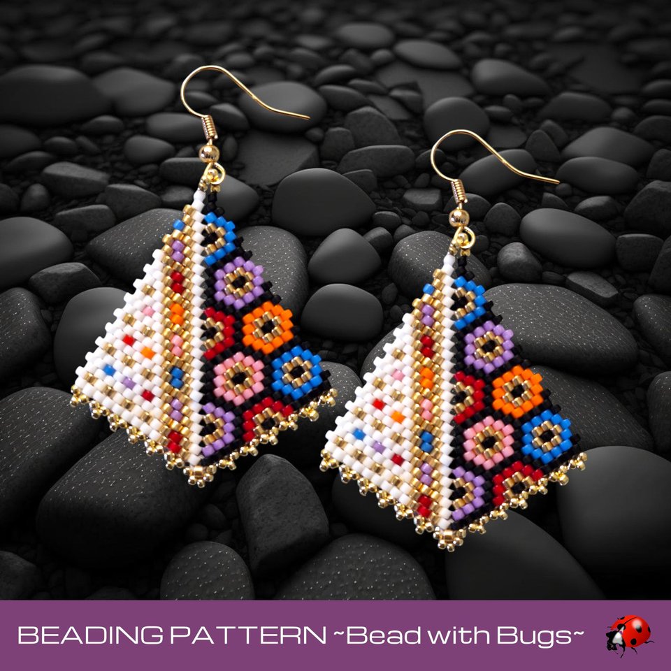 Peyote Stitch, Kite Earring Beading Pattern FOREVER YOUNG, PDF