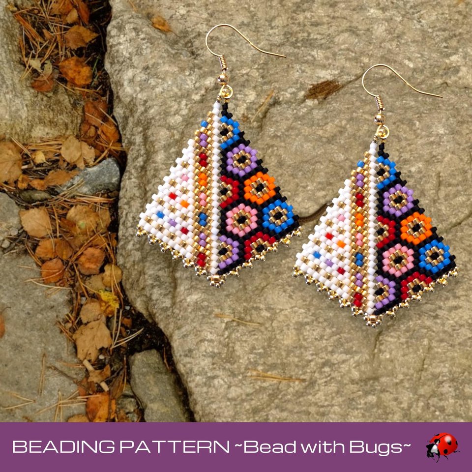 Peyote Stitch, Kite Earring Beading Pattern FOREVER YOUNG, PDF