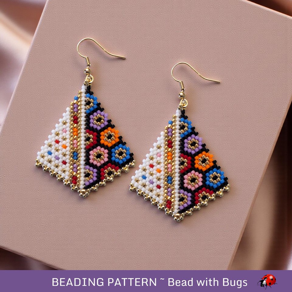 Peyote Stitch, Kite Earring Beading Pattern FOREVER YOUNG, PDF