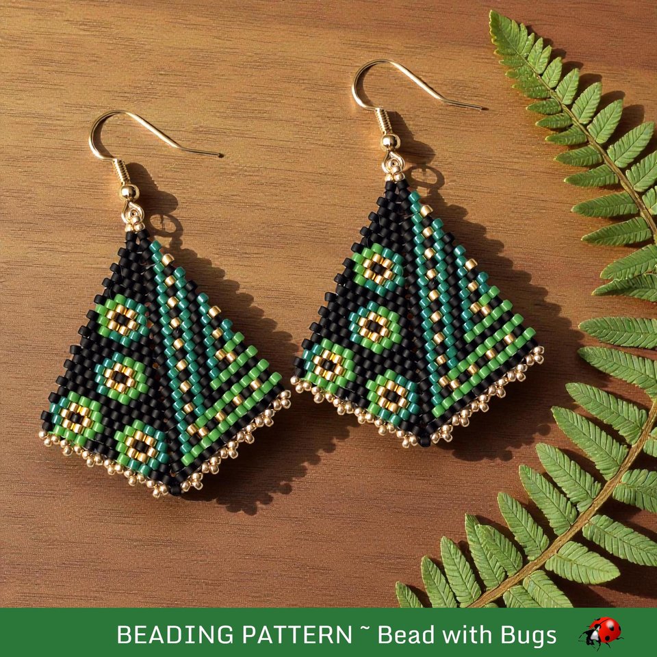 Peyote Stitch, Kite Earring Beading Pattern LILY PAD, PDF
