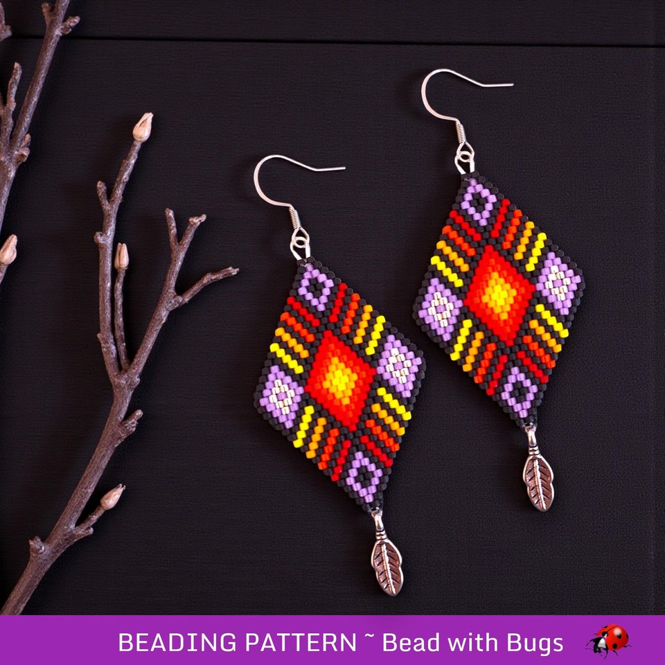 Peyote Stitch, Double Sided Earring Pattern, PDF, North Star