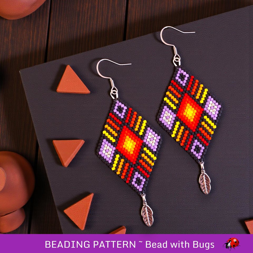 Peyote Stitch, Double Sided Earring Pattern, PDF, North Star