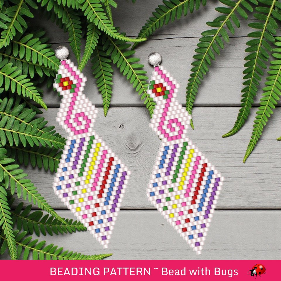 Brick Stitch Beaded Earrings Pattern: Be Happy