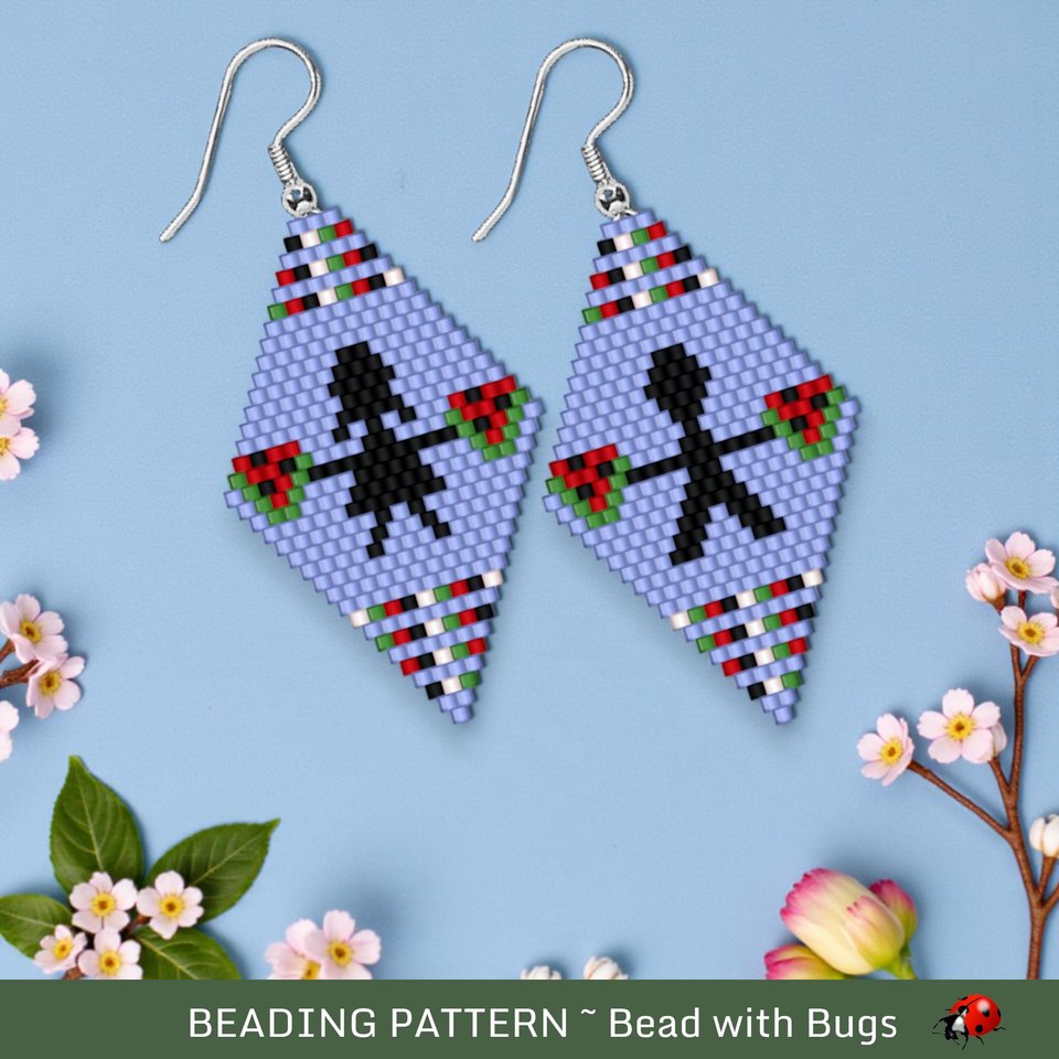 FOR THE CHILDREN-Palestine Brick Stitch beaded earring pattern.