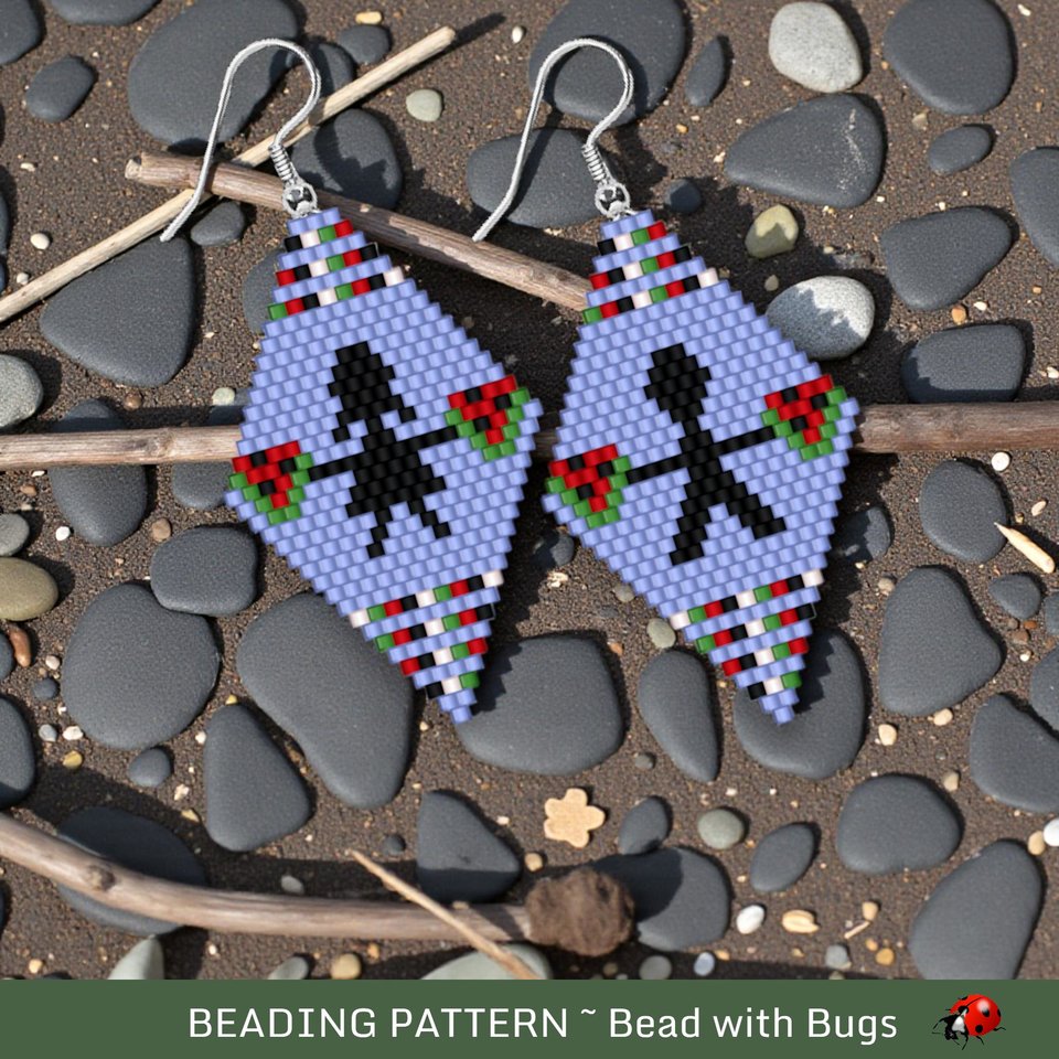 FOR THE CHILDREN-Palestine Brick Stitch beaded earring pattern.