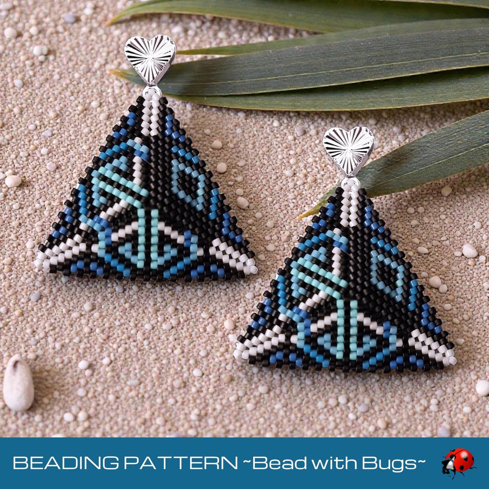 Peyote Stitch Triangle Earrings, Island Blues