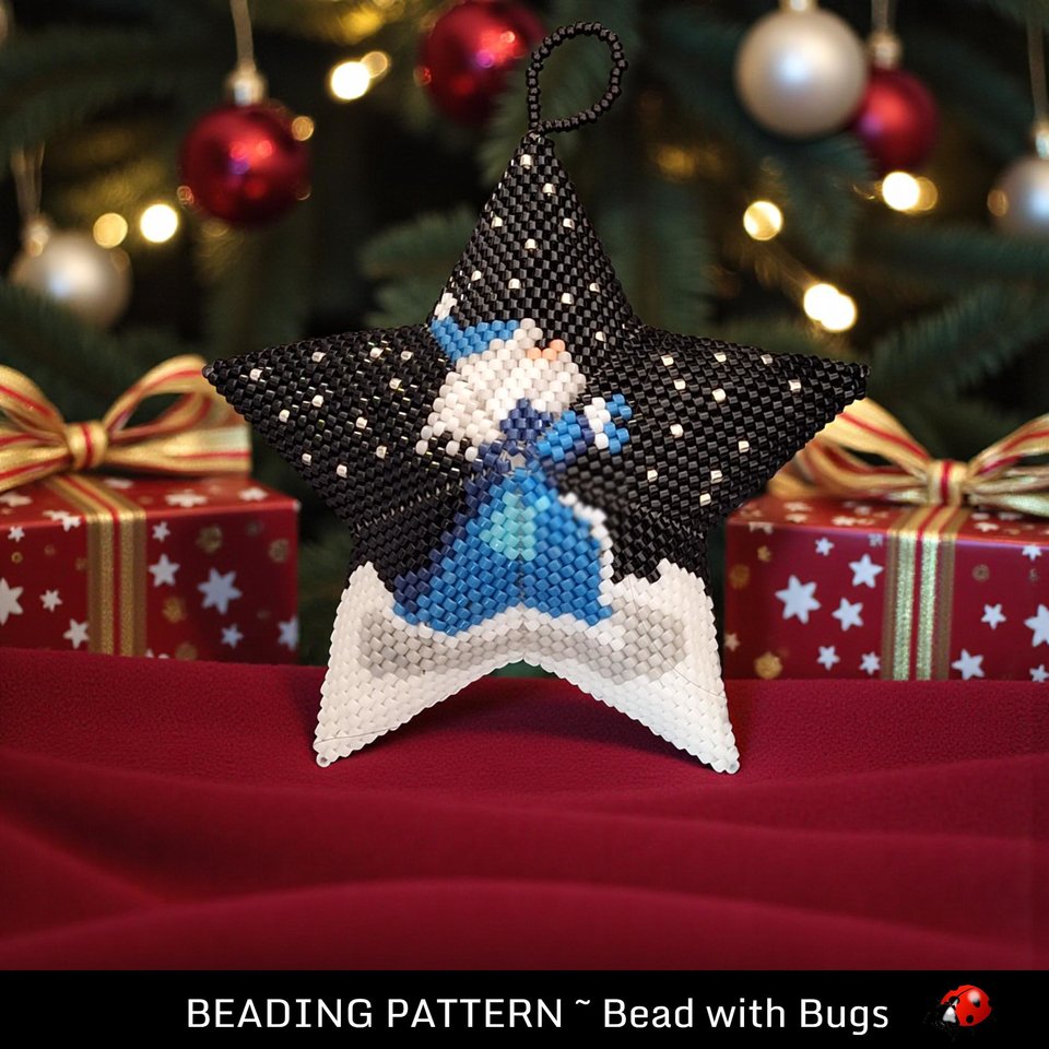 Santa in the Stars Peyote Stitch Beaded Star Pattern