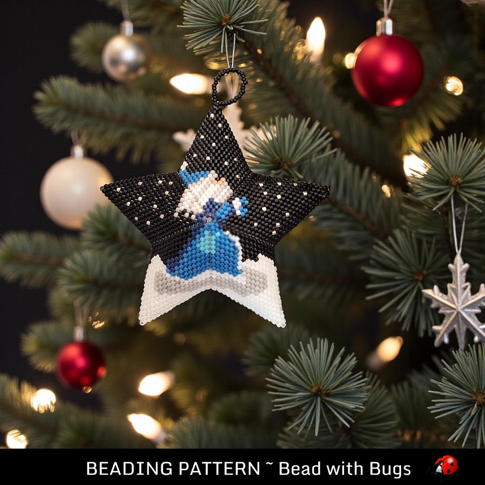Santa in the Stars Peyote Stitch Beaded Star Pattern