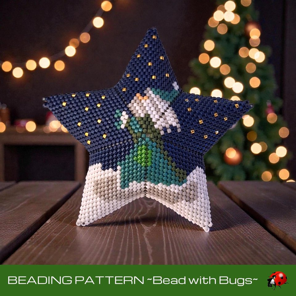 Santa in the Stars Peyote Stitch Beaded Star Pattern