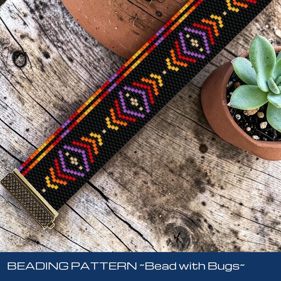 Peyote Stitch Beaded Bracelet Pattern, SMASHING, an assymetrical design, PDF