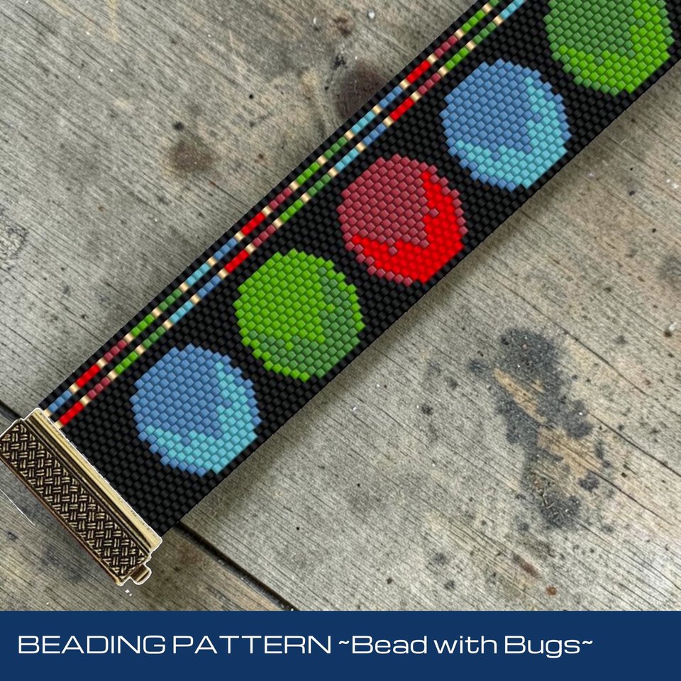 Peyote Stitch Beaded Bracelet Pattern, FANTASY MOON, an assymetrical design, PDF