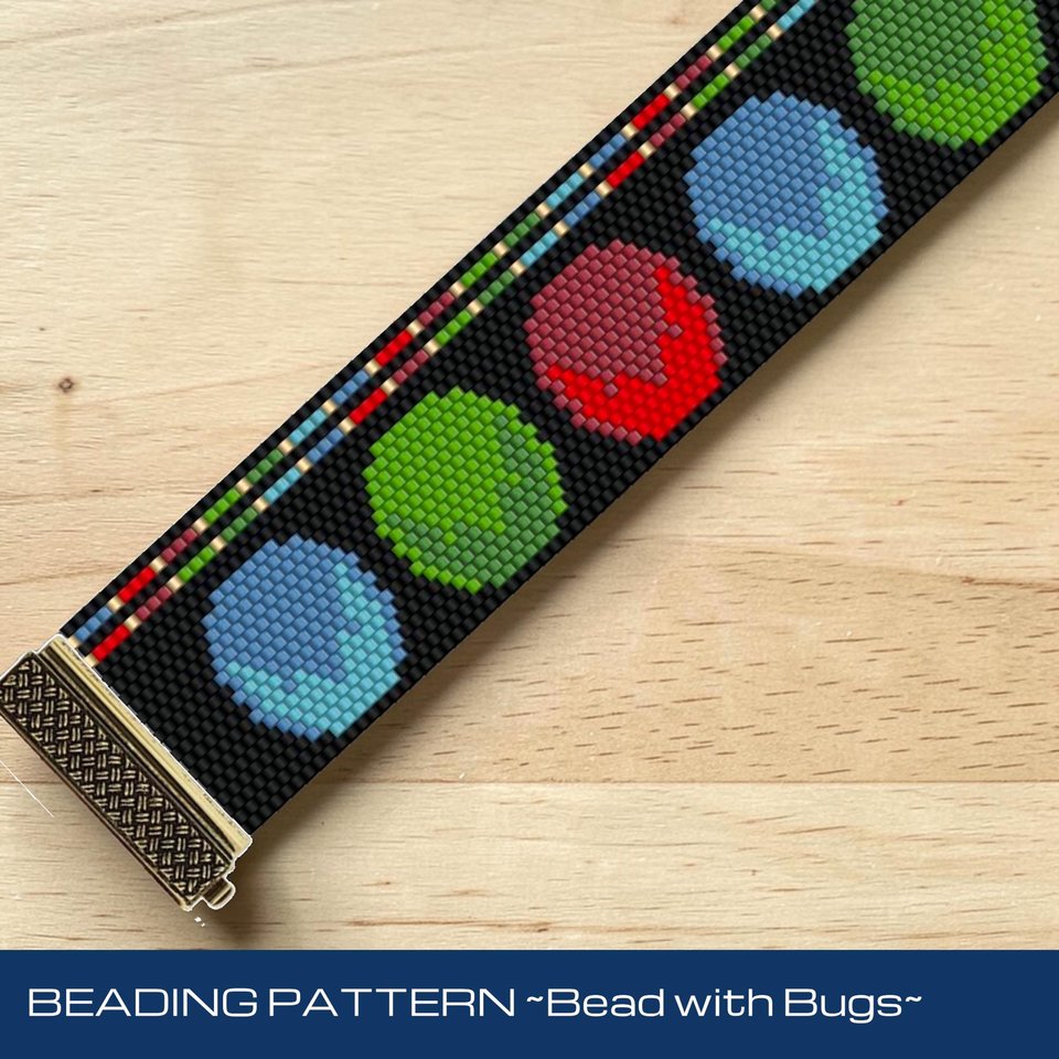 Peyote Stitch Beaded Bracelet Pattern, FANTASY MOON, an assymetrical design, PDF