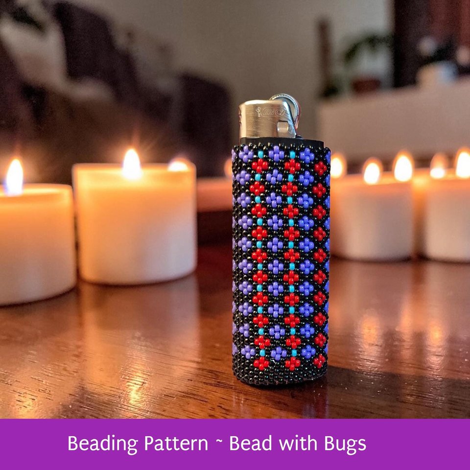Tubular Peyote Stitch Beaded Lighter Cover using Seed Beads, Two Colours Your Choice