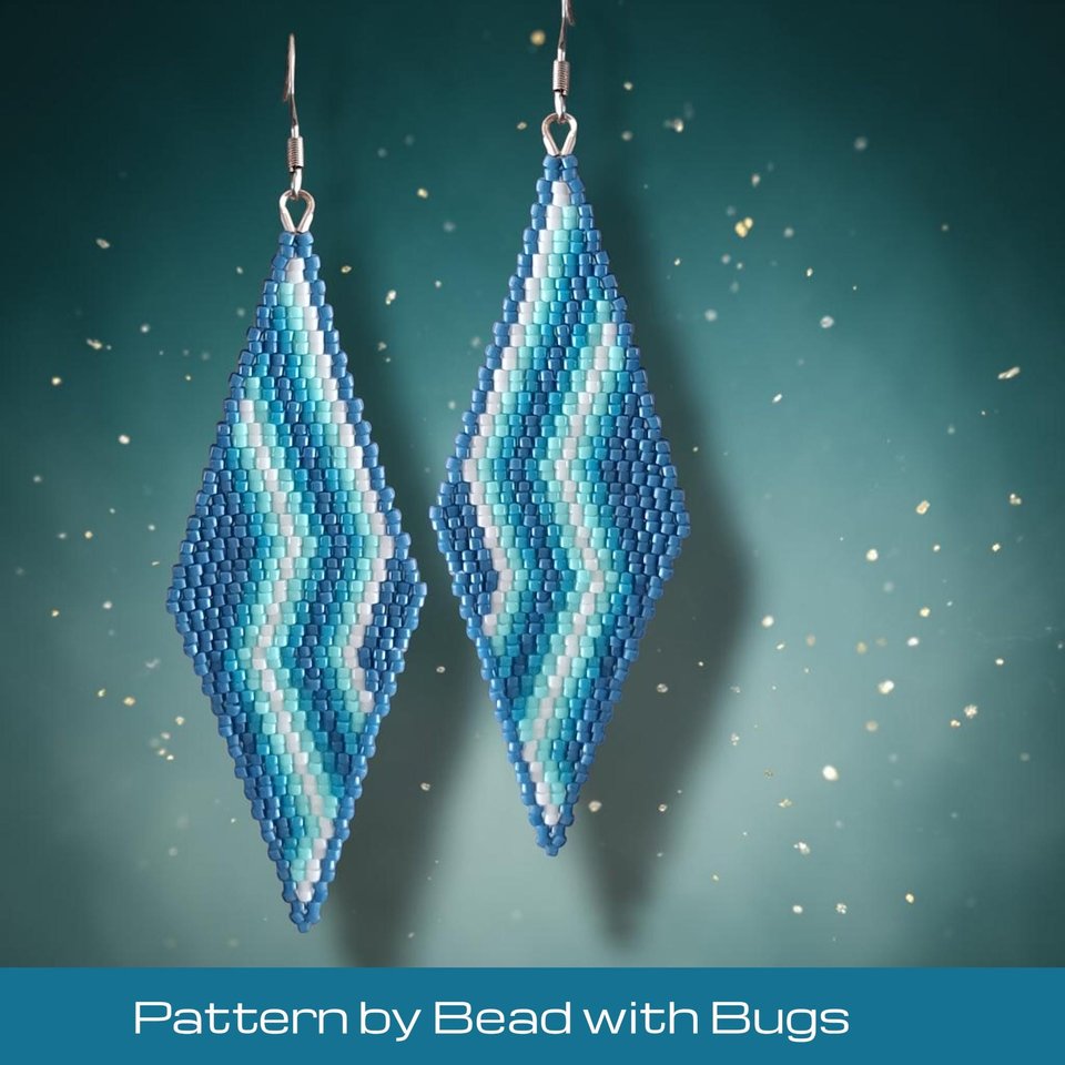 2 Drop Brick Stitch Earring Pattern, SWIRLING SKY 2
