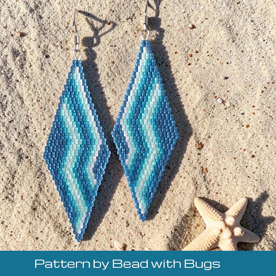 2 Drop Brick Stitch Earring Pattern, SWIRLING SKY 2