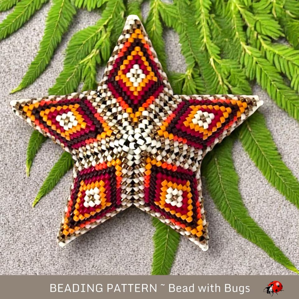3D Peyote Star Bead Pattern DESERT SUN - Charming Decor for Home & Holidays