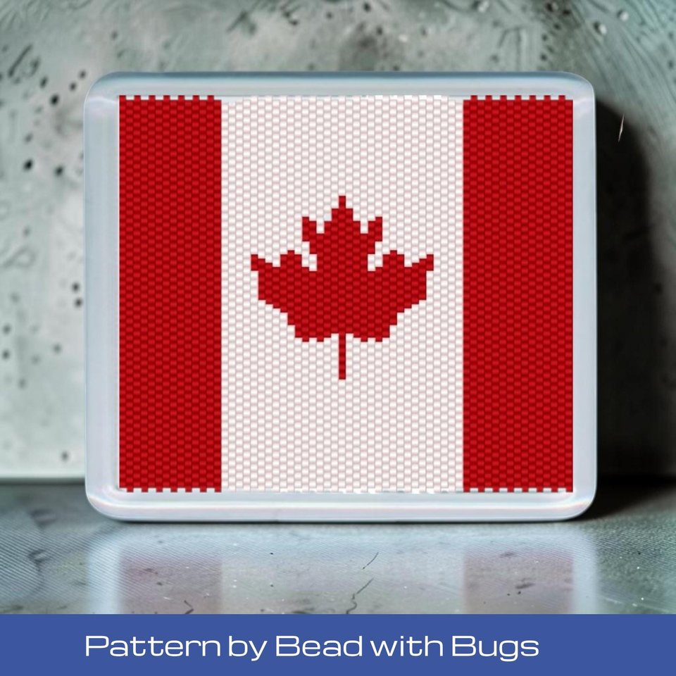 Peyote Stitch Beaded Coaster Pattern by Bead with Bugs, CANADA FLAG