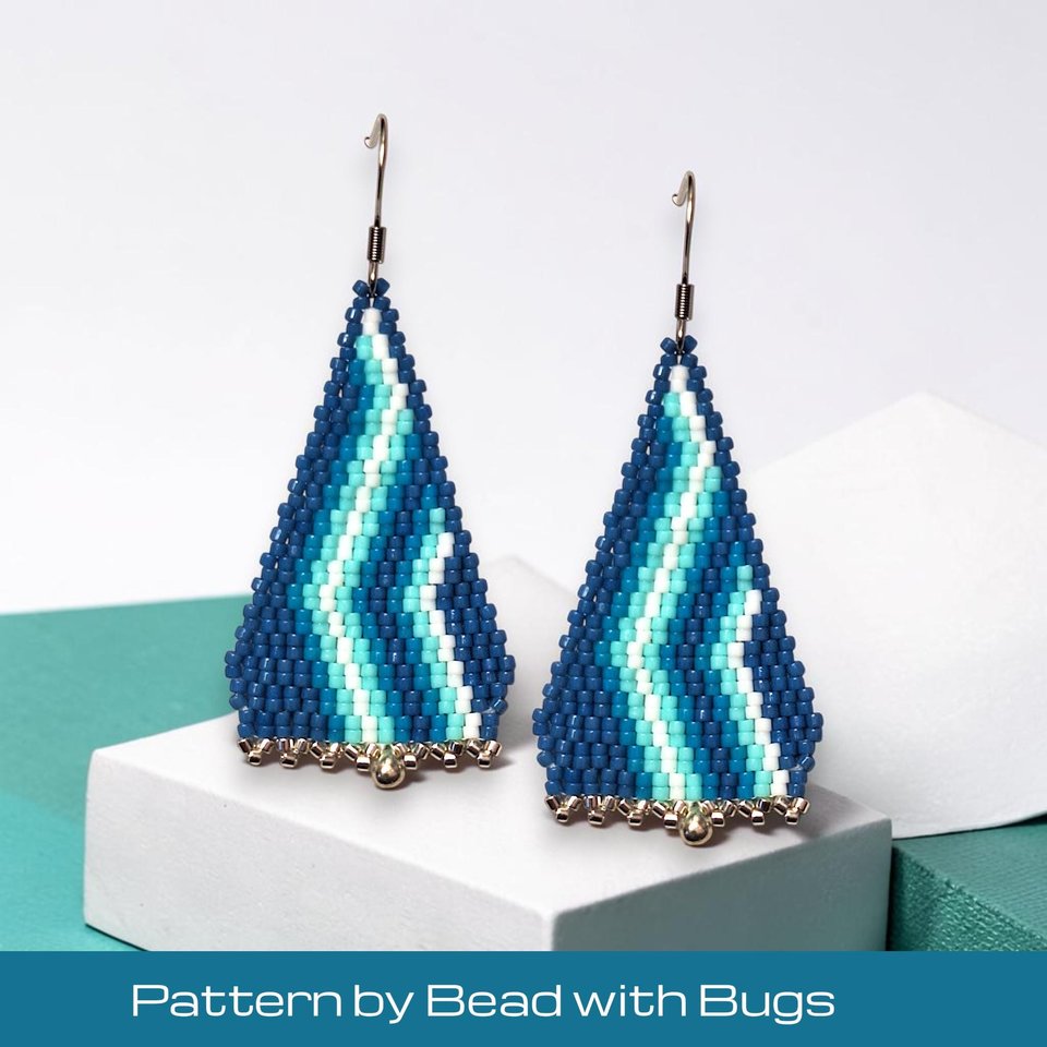 2 Drop Brick Stitch Earring Pattern, Swirling Sky
