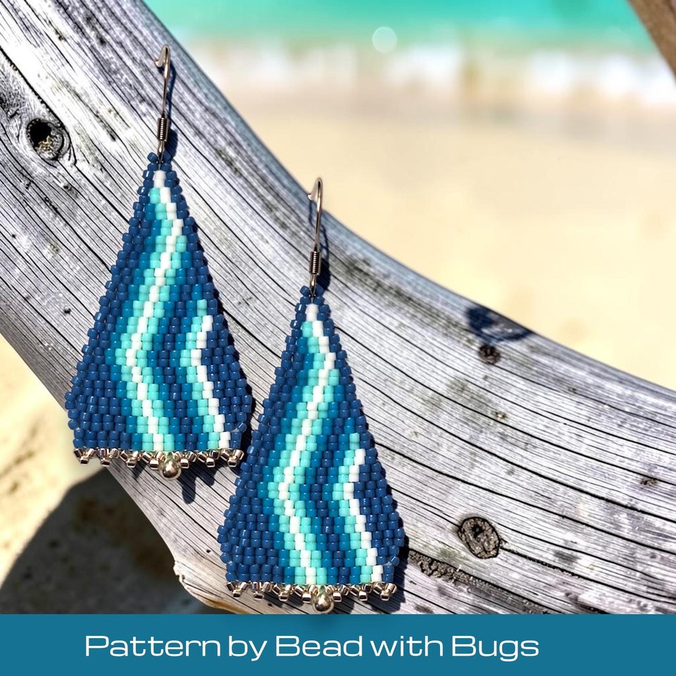 2 Drop Brick Stitch Earring Pattern, Swirling Sky