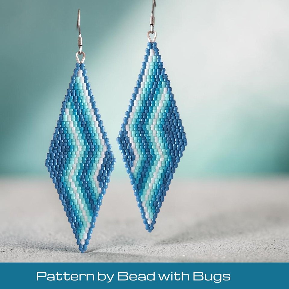 2 Drop Brick Stitch Earring Pattern, SWIRLING SKY 2