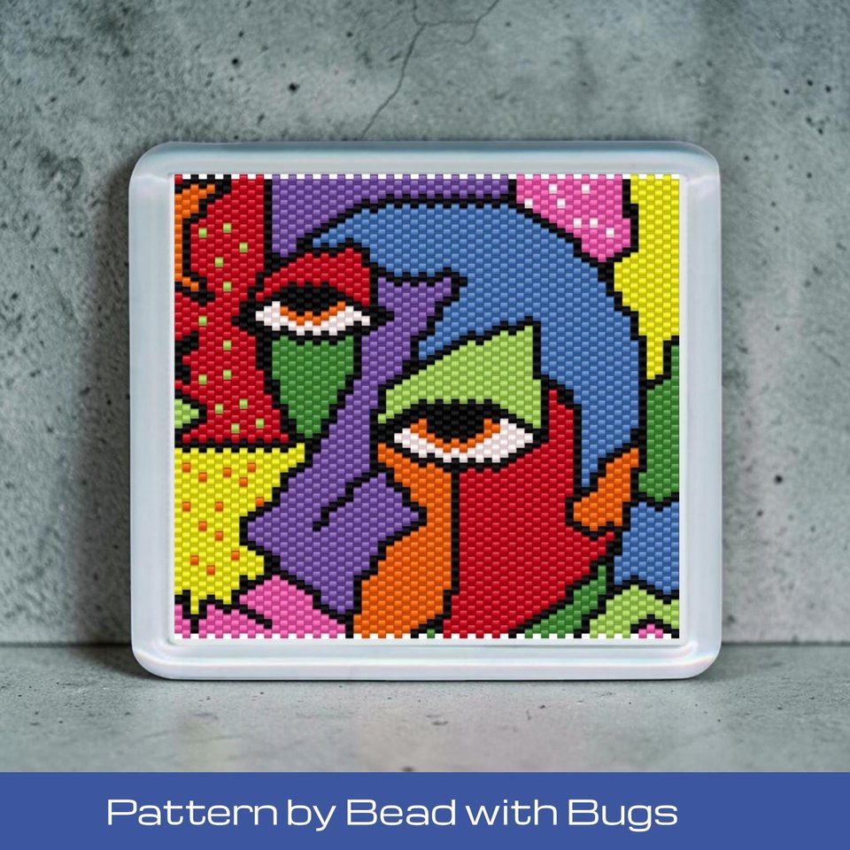 Peyote Stitch Beaded Coaster Pattern by Bead with Bugs, ABSTRACT ART 4