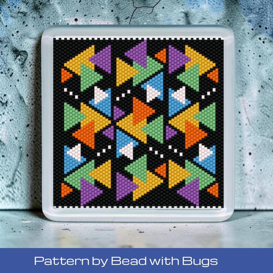 Peyote Stitch Beaded Coaster Pattern by Bead with Bugs, BOHO TRIANGLES