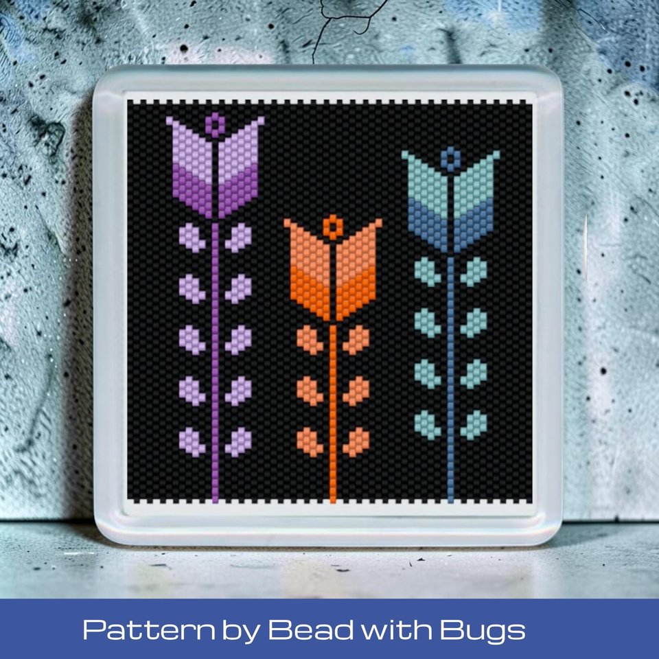 Peyote Stitch Beaded Coaster Pattern by Bead with Bugs, BOHO FLOWERS