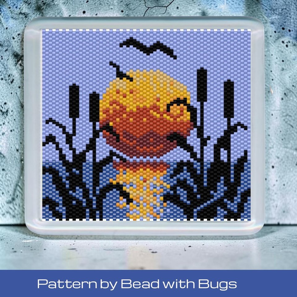 Peyote Stitch Beaded Coaster Pattern by Bead with Bugs, BULLRUSHES
