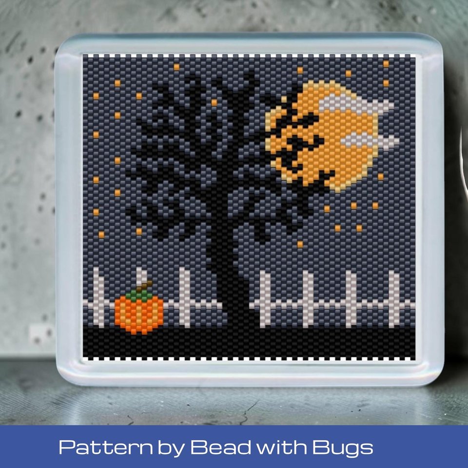 Peyote Stitch Beaded Coaster Pattern by Bead with Bugs, HALLOWEEN 4