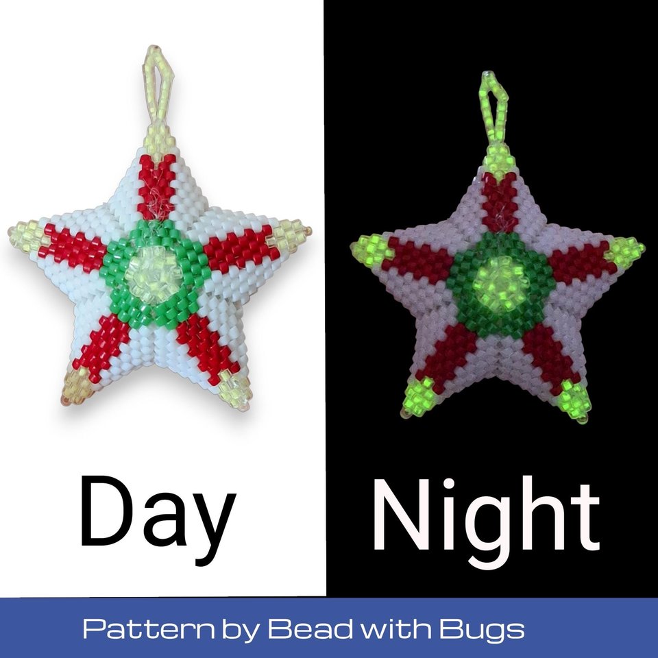 3D Peyote Mini Star Bead Pattern , CHRISTMAS CANDLES STAR, Charming Decor for Home & Holidays