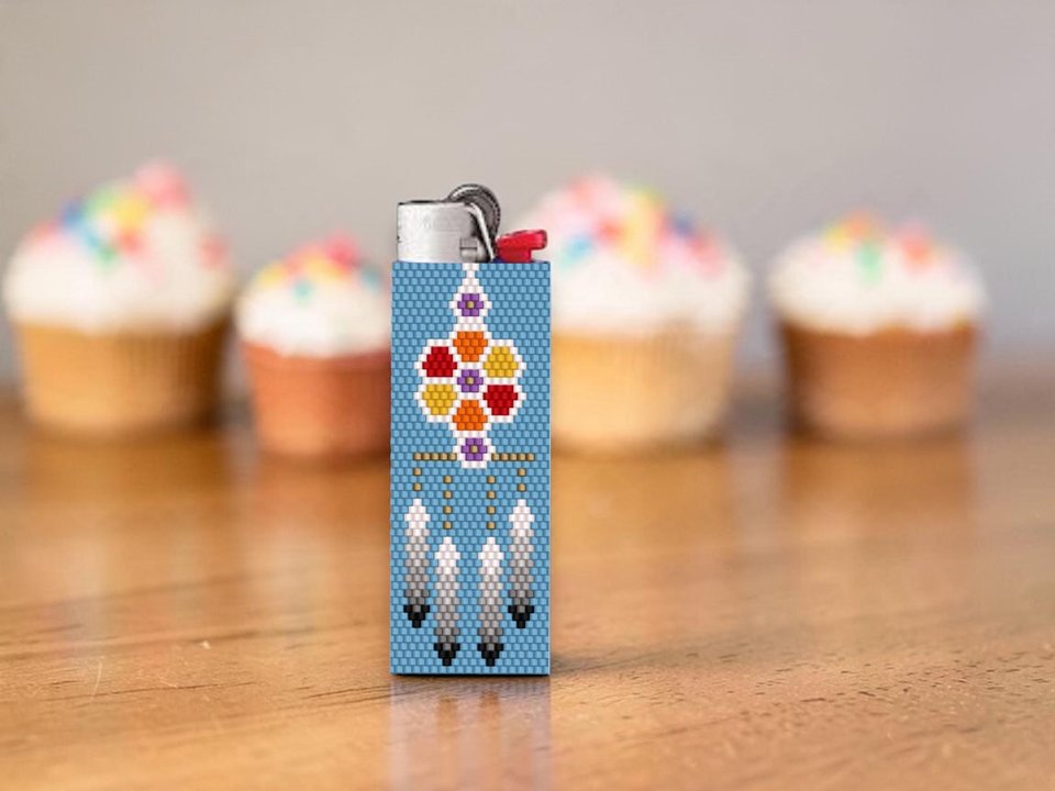 Peyote Stitch Beaded Lighter Cover, DREAM CATCHER by Bead with Bugs