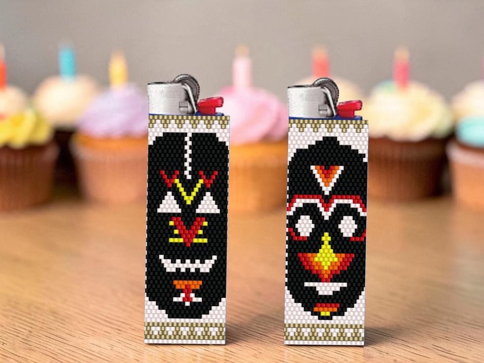 Peyote Stitch Beaded Lighter Cover, THE MASKS by Bead with Bugs