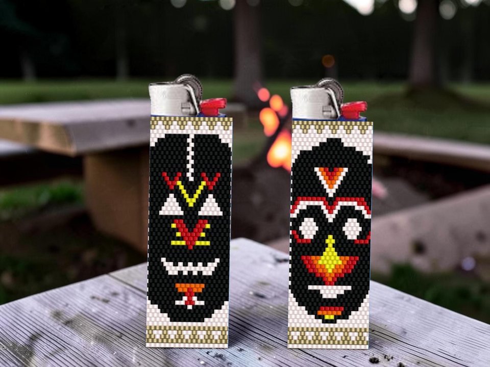 Peyote Stitch Beaded Lighter Cover, THE MASKS by Bead with Bugs