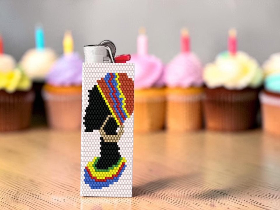 Peyote Stitch Beaded Lighter Cover, TRIBAL BEAUTY by Bead with Bugs