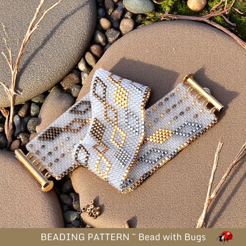 HEAVY METAL: A Peyote Stitch Beaded Bracelet Pattern by Bead with Bugs