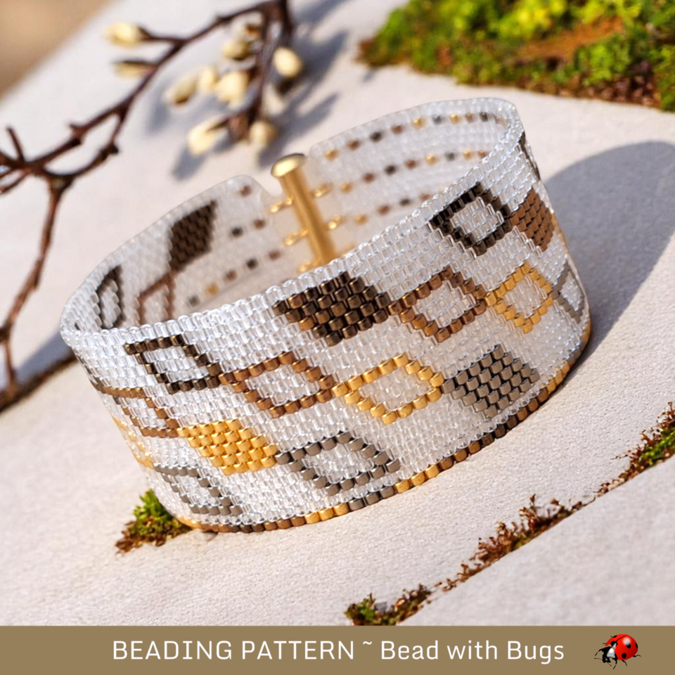 HEAVY METAL: A Peyote Stitch Beaded Bracelet Pattern by Bead with Bugs