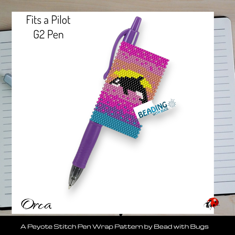 ORCA:  Peyote Stitch Beaded Pen Wrap by Bead with Bugs