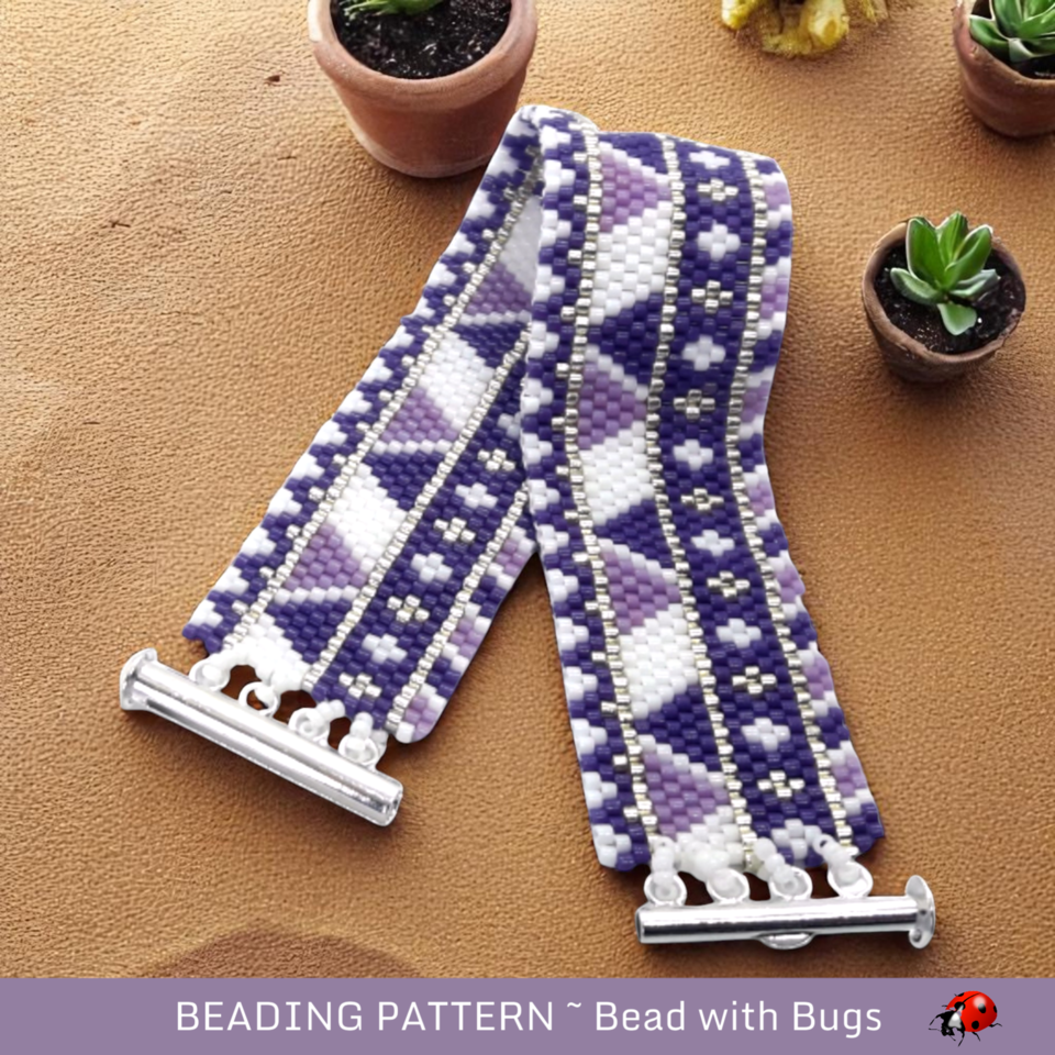 PEACEFUL PURPLE: A Peyote Stitch Beaded Bracelet Pattern by Bead with Bugs